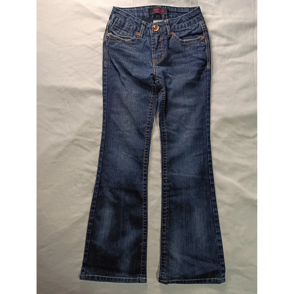 Freestyle Revolution Girls Size 8 Medium Wash Flare Stretch Denim Jeans